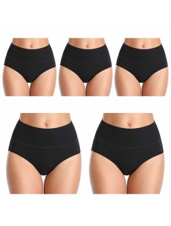 IESUNNY Women's Cotton Underwear Panties, Mid-High Waist Breathable Soft Briefs Underwear Women 5 Pack