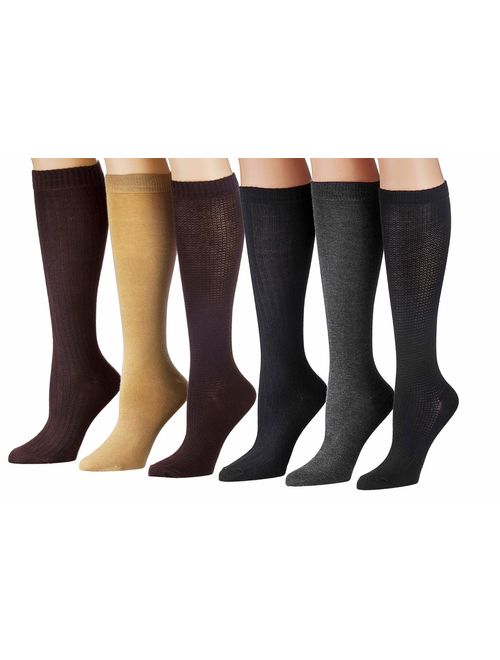 Tipi Toe Women's 6 Pairs Colorful Patterned Knee High Socks