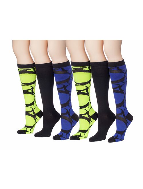 Tipi Toe Women's 6 Pairs Colorful Patterned Knee High Socks