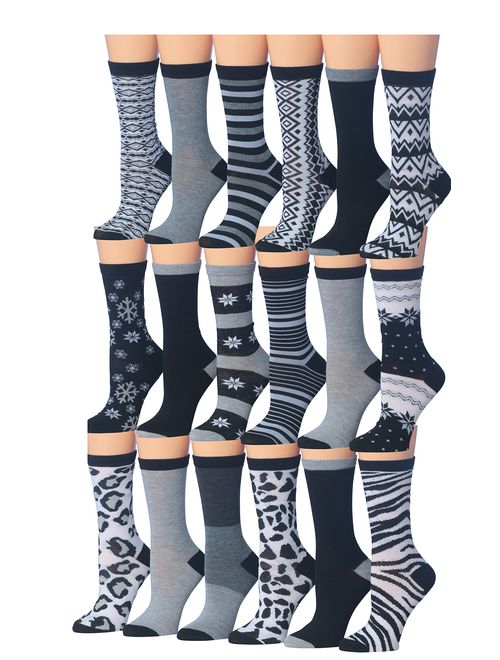 Tipi Toe Women's 18-Pairs Value Pack Colorful Super Classy Fashion Crew Socks