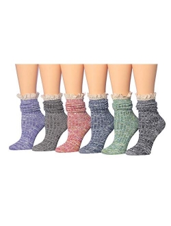 Tipi Toe Women's Cotton Extra Warm Winter Crew Boot Socks 6 Pairs