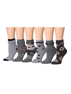 Tipi Toe Women's Cotton Extra Warm Winter Crew Boot Socks 6 Pairs