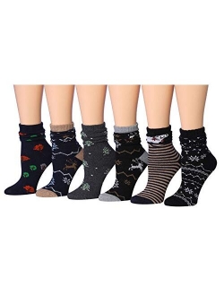 Tipi Toe Women's Cotton Extra Warm Winter Crew Boot Socks 6 Pairs