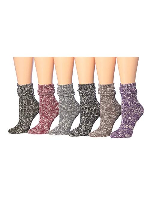 Tipi Toe Women's Cotton Extra Warm Winter Crew Boot Socks 6 Pairs