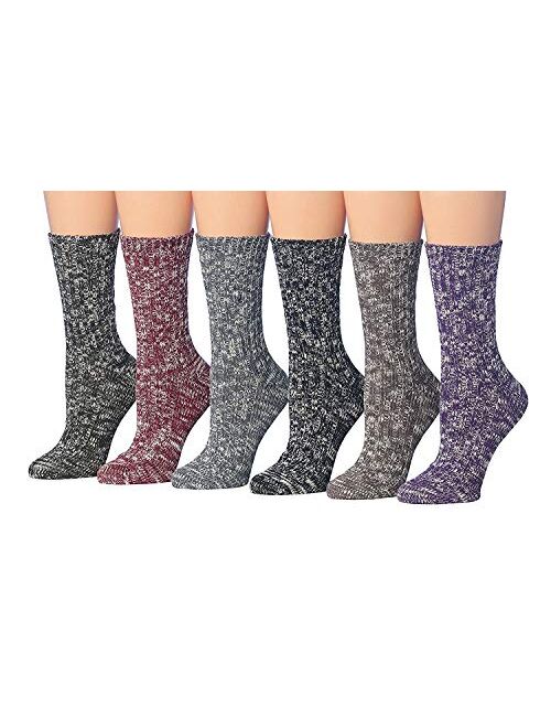 Tipi Toe Women's Cotton Extra Warm Winter Crew Boot Socks 6 Pairs