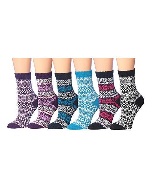 Tipi Toe Women's Cotton Extra Warm Winter Crew Boot Socks 6 Pairs