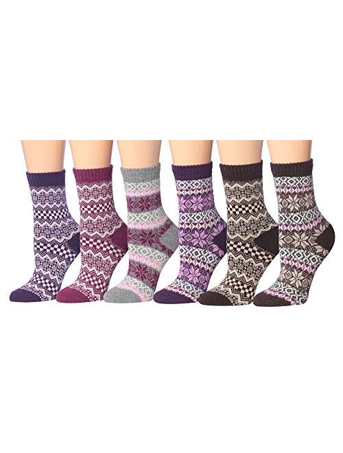 Tipi Toe Women's Cotton Extra Warm Winter Crew Boot Socks 6 Pairs