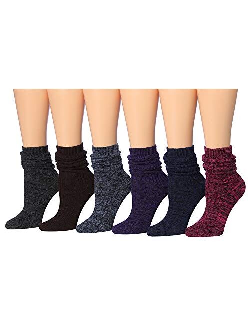 Tipi Toe Women's Cotton Extra Warm Winter Crew Boot Socks 6 Pairs