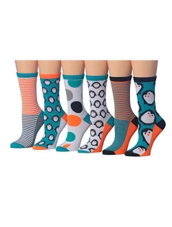 Tipi Toe Women's 6-Pairs Value Pack Penguin Novelty Animal Design Funky Winter Socks