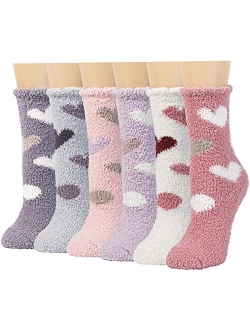 Free Yoka Fuzzy Socks for Women Fluffy Plush Crew Cozy Slipper Socks for Girls Warm for Winter 5-6 Pairs