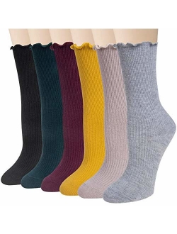 Chalier 5-6 Pairs Womens Funny Socks Vintage Cotton Crew Patterned Socks Novelty Fun Socks for Women