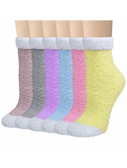 3-6 Pairs Womens Fuzzy Socks Winter Warm Fluffy Soft Slipper Home Sleeping Cute Animal Socks