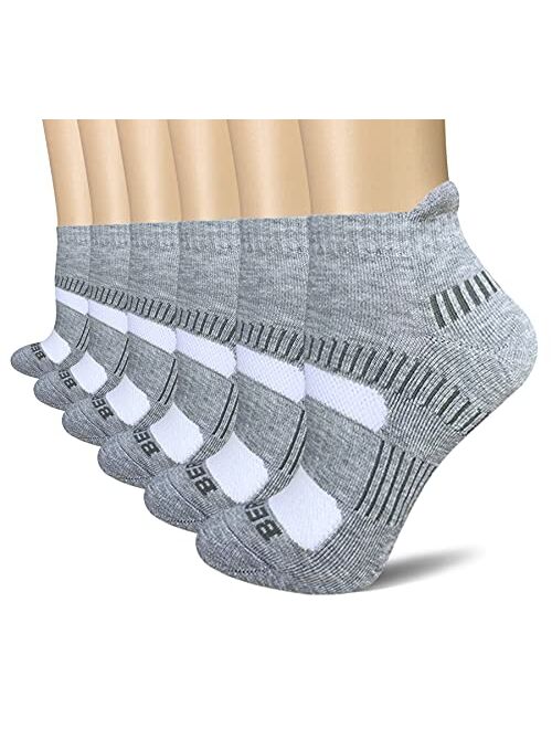 BERING Women's Athletic Cushioned Ankle Running Socks (6 Pairs Pack)