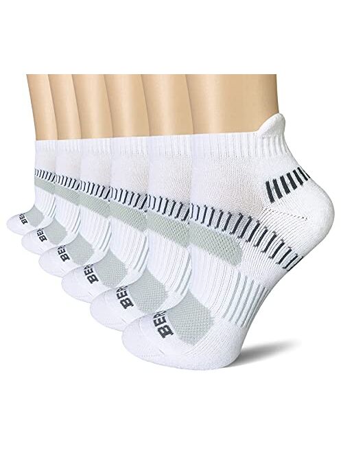 BERING Women's Athletic Cushioned Ankle Running Socks (6 Pairs Pack)