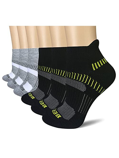 BERING Women's Athletic Cushioned Ankle Running Socks (6 Pairs Pack)