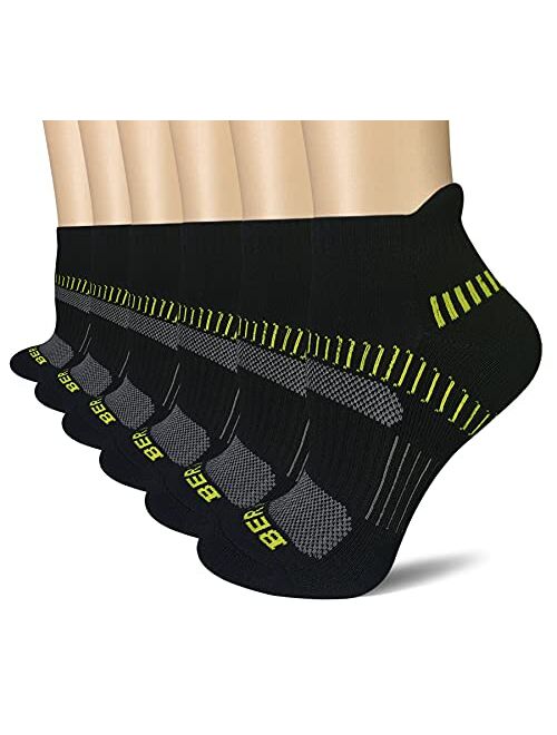 BERING Women's Athletic Cushioned Ankle Running Socks (6 Pairs Pack)