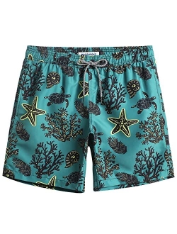 Mens Quick Dry Printed Short Swim Trunks with Mesh Lining Swimwear Bathing Suits