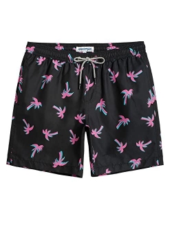 Mens Quick Dry Printed Short Swim Trunks with Mesh Lining Swimwear Bathing Suits