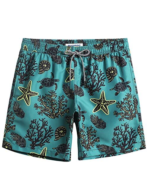 MaaMgic Mens Quick Dry Printed Short Swim Trunks with Mesh Lining Swimwear Bathing Suits