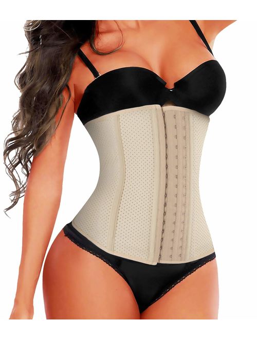 SHAPERX Women's Latex Colombian Waist Trainer Corset Long Torso Weight Loss 3 Hook