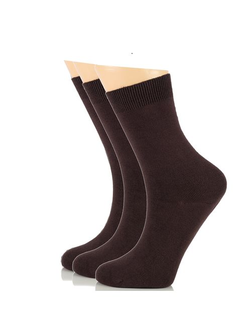 Women's Bamboo Dress Socks, Seamless, Crew, Size: 6-9 & 9-12 (3 Pairs)