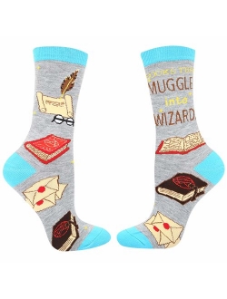 HAPPYPOP Women's Girls Novelty Crazy Book Reading Crew Socks, Fun Teacher Gift