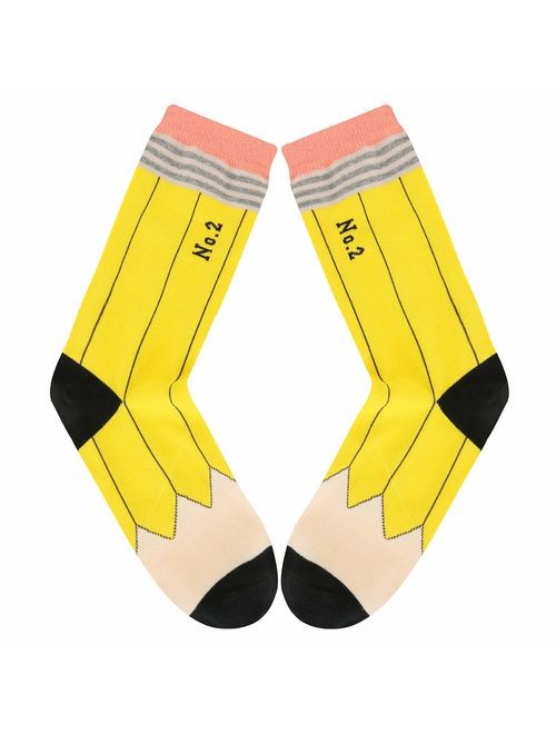 HAPPYPOP Women's Girls Novelty Crazy Book Reading Crew Socks, Fun Teacher Gift