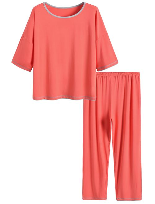 Latuza Women's 3/4 Sleeve Scoop Neck Pajama Set