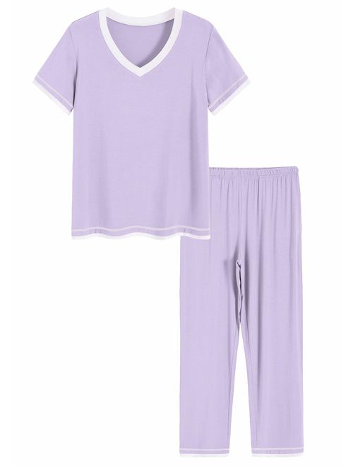 Latuza Women's 3/4 Sleeve Scoop Neck Pajama Set