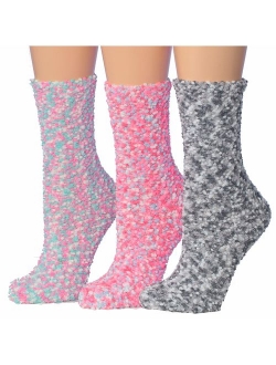 Tipi Toe Women's 3-Pairs Cozy Microfiber Anti-Skid Soft Fuzzy Crew Socks