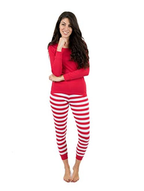 Leveret Women's Pajamas Fitted Striped 2 Piece Pjs Set 100% Cotton Sleep Pants Sleepwear (XSmall-XLarge)