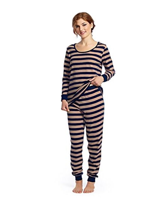 Leveret Women's Pajamas Fitted Striped 2 Piece Pjs Set 100% Cotton Sleep Pants Sleepwear (XSmall-XLarge)