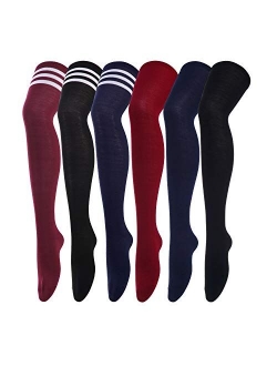 Womens Long Striped Socks over Knee Thigh High Socks Stocking