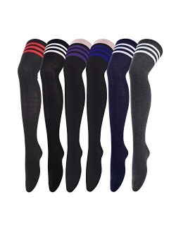 Womens Long Striped Socks over Knee Thigh High Socks Stocking