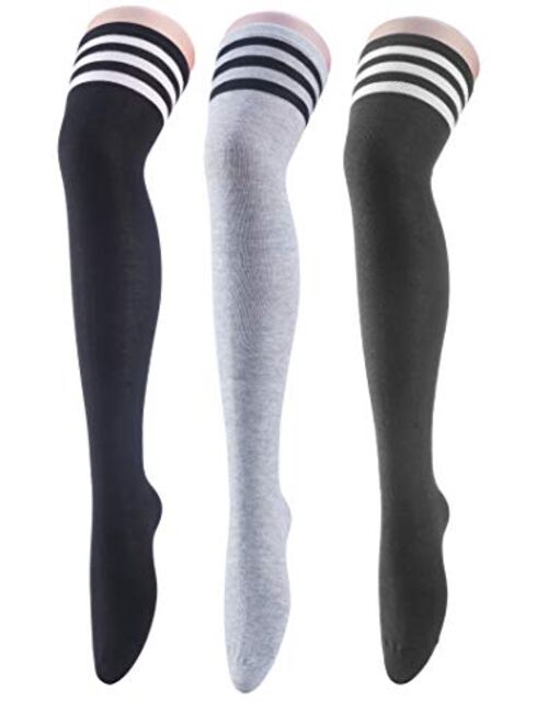 Womens Long Striped Socks over Knee Thigh High Socks Stocking