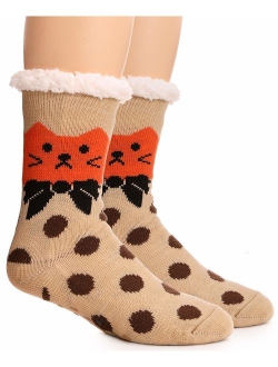 Womens Fuzzy Slipper Socks Warm Knit Heavy Thick Fleece lined Fluffy Christmas Stockings Winter Socks