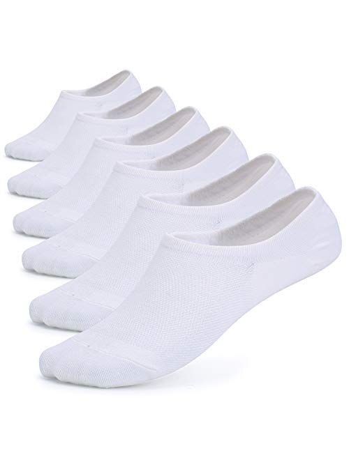 Leotruny Women's 6 Pairs Bamboo Mesh Design Low Cut Non Slip No Show Socks