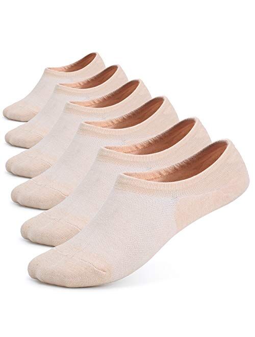 Leotruny Women's 6 Pairs Bamboo Mesh Design Low Cut Non Slip No Show Socks