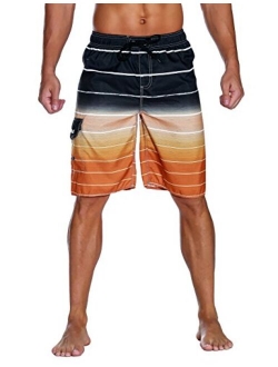 Nonwe Men's Beachwear Summer Holiday Swim Trunks Quick Dry Striped