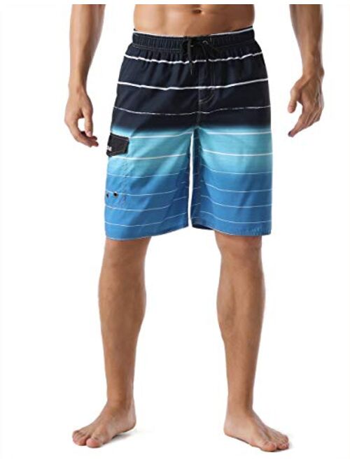 Nonwe Men's Beachwear Summer Holiday Swim Trunks Quick Dry Striped