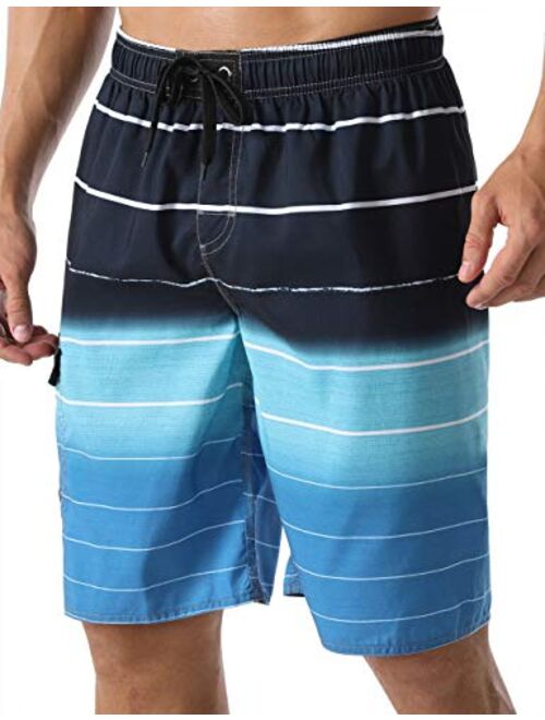 Buy Nonwe Men's Beachwear Summer Holiday Swim Trunks Quick Dry Striped ...