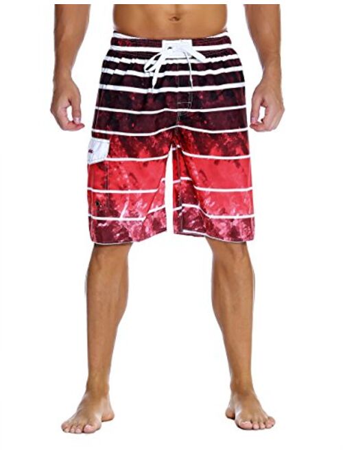 Nonwe Men's Beachwear Summer Holiday Swim Trunks Quick Dry Striped