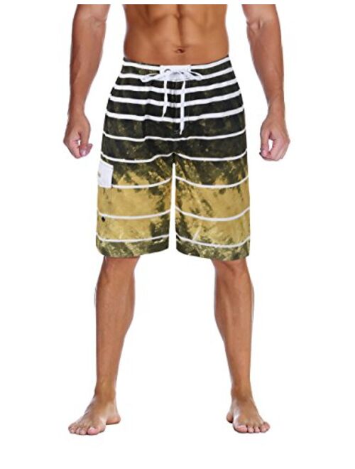 Nonwe Men's Beachwear Summer Holiday Swim Trunks Quick Dry Striped