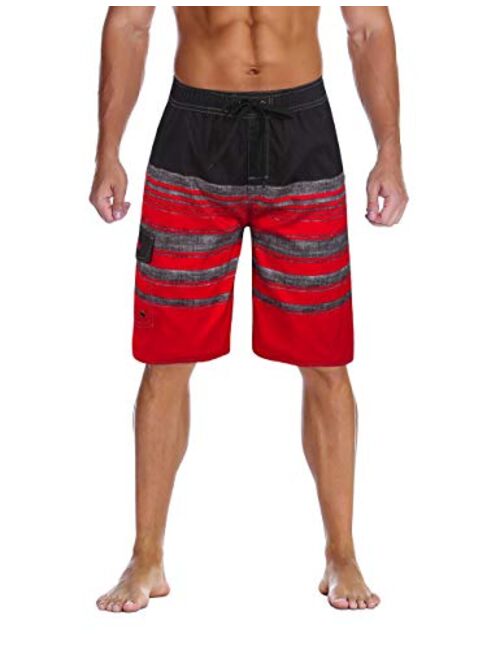 Nonwe Men's Beachwear Summer Holiday Swim Trunks Quick Dry Striped