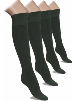 Hugh Ugoli Comfort Seam Lightweight Bamboo Women's Knee High Socks, 4 Pairs, Shoe Size: 5-8/8-11