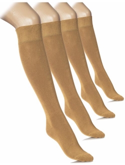 Hugh Ugoli Comfort Seam Lightweight Bamboo Women's Knee High Socks, 4 Pairs, Shoe Size: 5-8/8-11