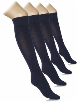 Hugh Ugoli Comfort Seam Lightweight Bamboo Women's Knee High Socks, 4 Pairs, Shoe Size: 5-8/8-11