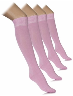 Hugh Ugoli Comfort Seam Lightweight Bamboo Women's Knee High Socks, 4 Pairs, Shoe Size: 5-8/8-11