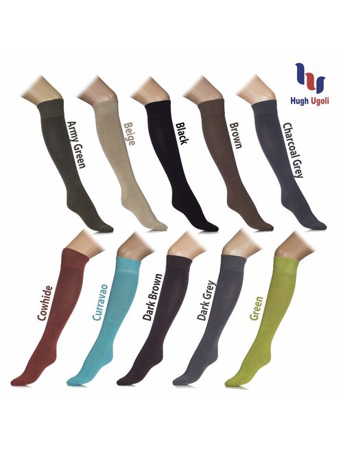 Hugh Ugoli Comfort Seam Lightweight Bamboo Women's Knee High Socks, 4 Pairs, Shoe Size: 5-8/8-11