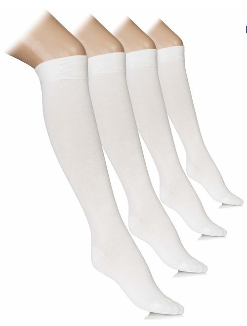 Hugh Ugoli Comfort Seam Lightweight Bamboo Women's Knee High Socks, 4 Pairs, Shoe Size: 5-8/8-11